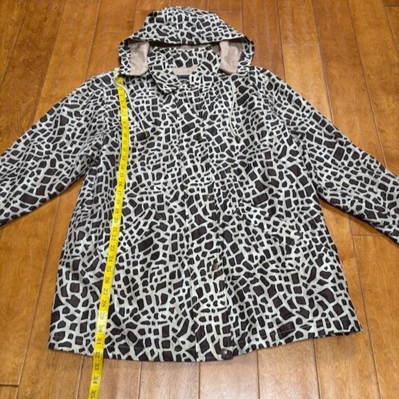 VTG‎ Dennis Basso Womens Silk Jacket Animal Print Size XL Removable Hood Classic - Picture 11 of 14